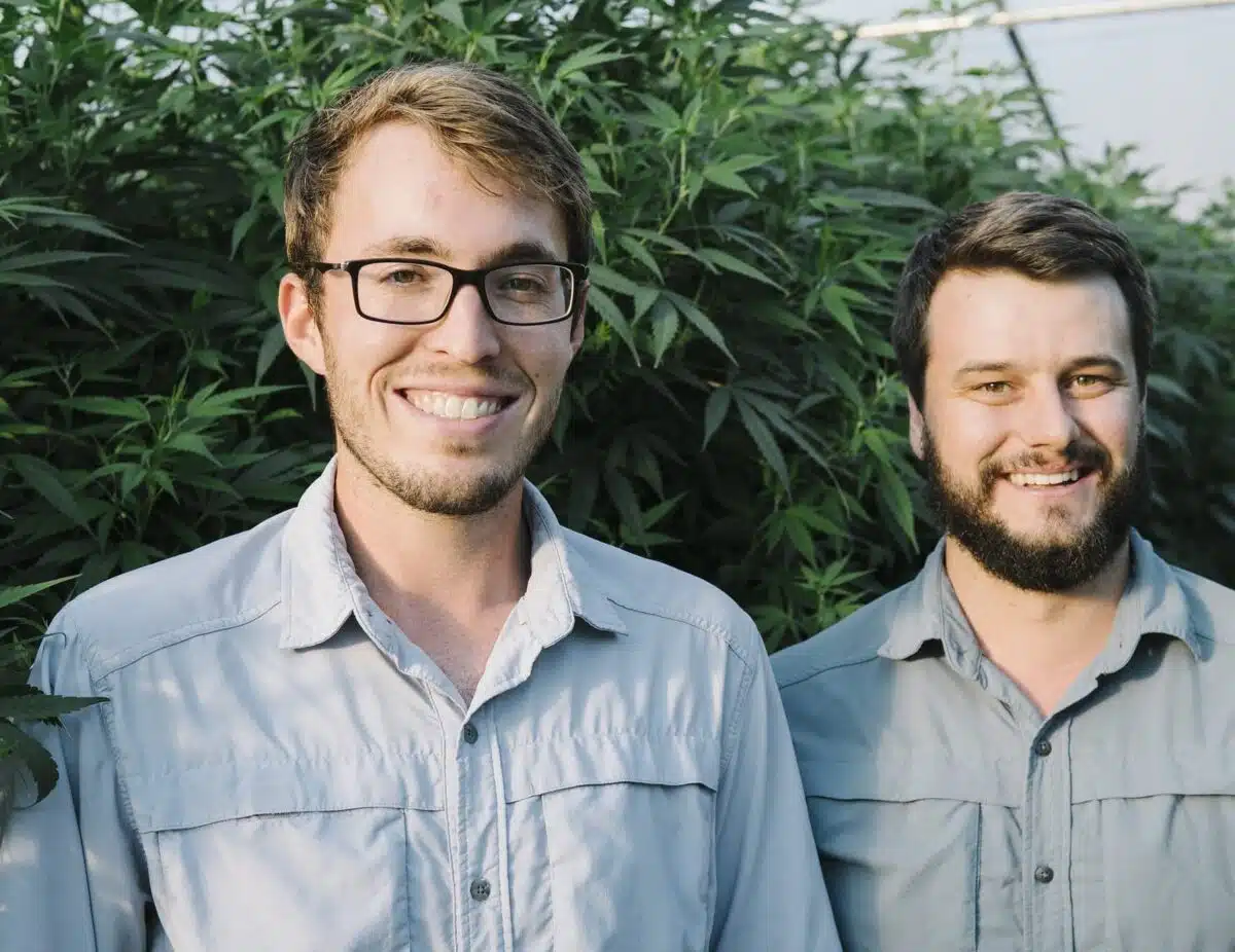 Matt and Chase, the two founders of Triangle Seeds, in the garden